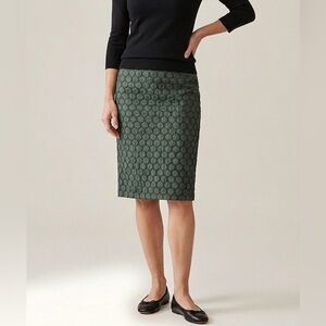 Anthropologie Maeve “Goban”Green Dot Jacquard Pencil Skirt EUC